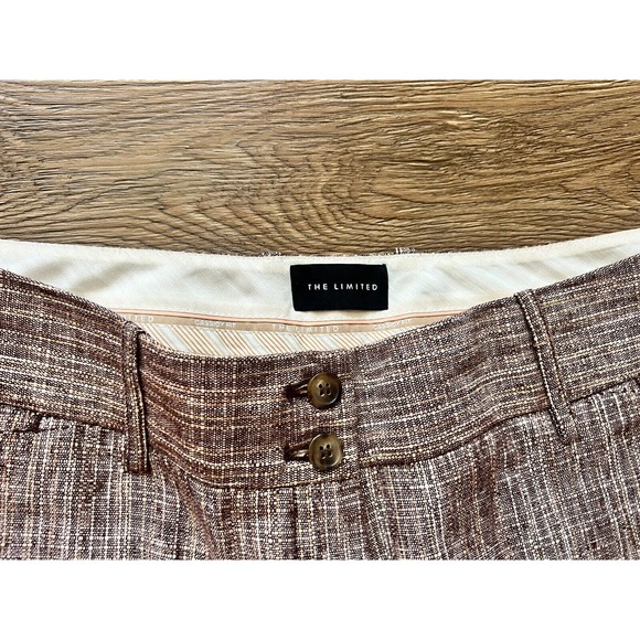 The Limited Cassidy Fit Wide Leg Brown Tweed Cropped Pants Shorts Size 10 - Picture 4 of 5